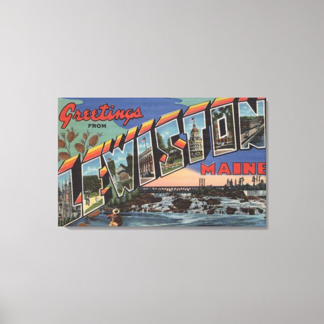 Impressão Em Tela Lewiston, Maine (Cena do Rio) (Frente)