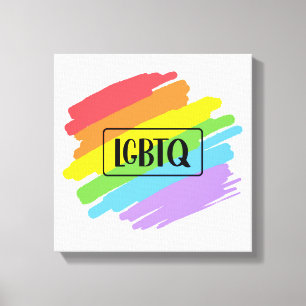 Impressão Em Tela LGBTQ Brushstrokes Arco-Íris