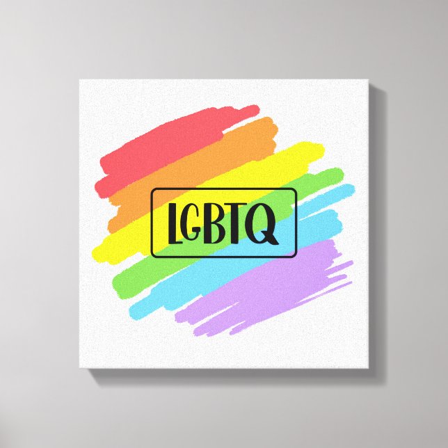 Impressão Em Tela LGBTQ Brushstrokes Arco-Íris (Frente)