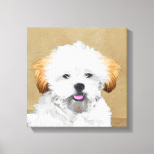 Impressão Em Tela Lhasa Apso Puppy Painting - Arte De Cachorro Origi