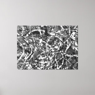 Impressão Em Tela LI PRETO E BRANCO - Pintura de ação - Abstrato-