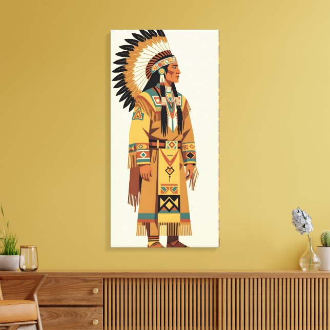 Impressão Em Tela Líder Indígena Americano (Insitu(Sala de estar))