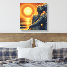 Impressão Em Tela Liebespaar bei Sonnen Untergang am Meer