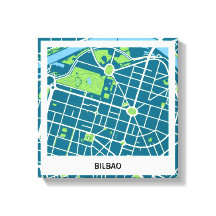 Lienzo mapa minimalista Bilbao - Azul-Verde