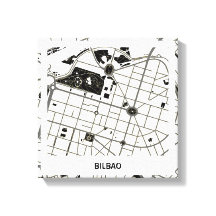 Lienzo mapa minimalista Bilbao - Blanco-Negro
