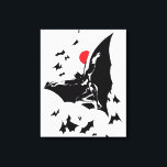 Impressão Em Tela Liga da Justiça | Batman na Nuvem de Bats Pop Art<br><div class="desc">Veja este estilo noir da arte cômica do Batman da Liga da Justiça saltando pelo ar entre uma nuvem de morcegos. Esta arte pop branca e preta é compensada por uma lua vermelha brilhante no céu.</div>