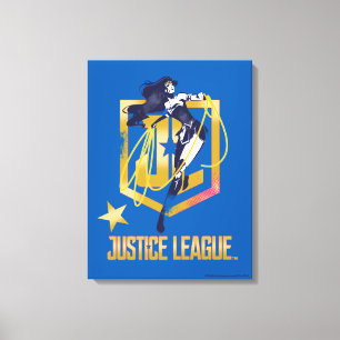 Impressão Em Tela Liga da Justiça  Maravilha Pop de Logotipo JL