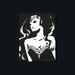 Impressão Em Tela Liga da Justiça | Mulher Maravilha Noir Pop Art<br><div class="desc">Veja este desenho estilizado preto e branco da Mulher Maravilha da Liga da Justiça. Esta arte de pop inspiração tem um ponto vermelho de cor para o batom.</div>
