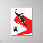 Impressão Em Tela Liga da Justiça | Superman Flying Noir Pop Art<br><div class="desc">Vejam este desenho do Super-Homem da Liga da Justiça estilo pop,  enquanto ele voa pelo ar. Este desenho preto e branco é deslocado por sua capa vermelha brilhante e o logotipo S-Shield vermelho em seu peito.</div>
