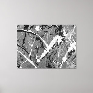 Impressão Em Tela LII PRETO E BRANCO - Pintura de ação - Abstrato-