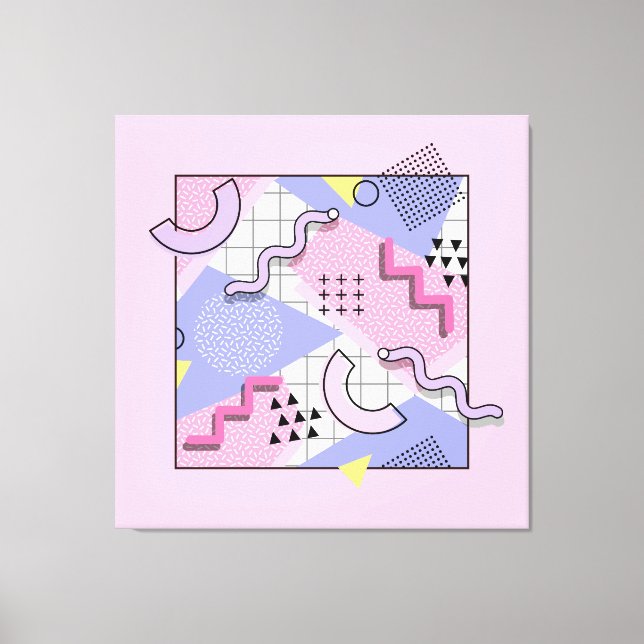 Impressão Em Tela Lilac Rosa Ativo do anos 80 Memphis (Frente)