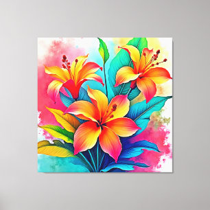 Impressão Em Tela Lilias Tropicais Vibrantes: Alma de Verão