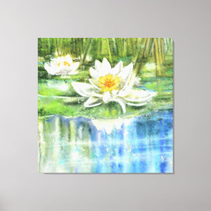 Impressão Em Tela Lily Nymphaea alba, de água branca - Pintura orig