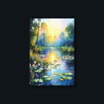 Impressão Em Tela Lily Pond inspirado no Monet no Impressionista do<br><div class="desc">Transforme o seu espaço com esta serena cena de lago de inspiração Monet esticada, impressão de arte de canvas esticada, uma obra-prima gerada por IA que captura a beleza tranquila de um nascer do sol sobre um jardim aquático. Este trabalho de arte é uma vibrante homenagem ao impressionismo, apresentando pinceladas...</div>