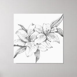 Impressão Em Tela Lily Tigre Branca e Preta