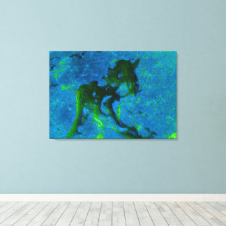 Impressão Em Tela Limestone Abstrato em Verdes e Aqua Blues