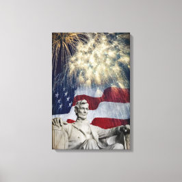 Impressão Em Tela Lincoln e Fogos de Artifício