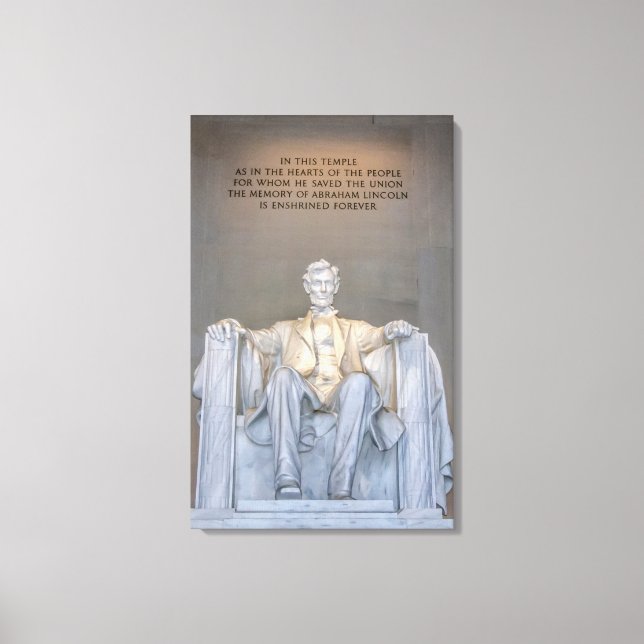 Impressão Em Tela Lincoln Memorial Statu Com Inscrição De Cotação (Frente)