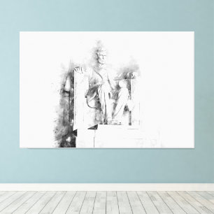 Impressão Em Tela Lincoln Memorial watercolor e desenho a lápis