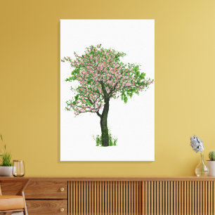 Impressão Em Tela Linda árvore Solitário com flores cor-de-rosa