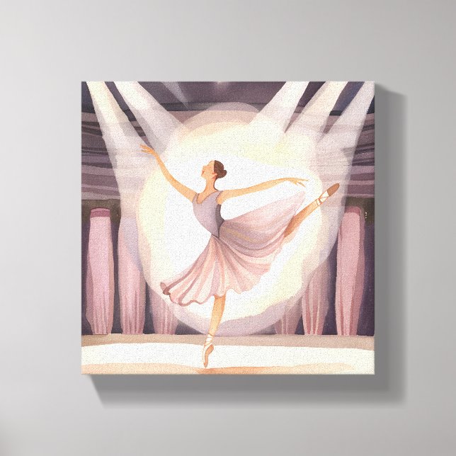 Impressão Em Tela Linda Ballerina | Balé Arts Dance Watercolor (Frente)