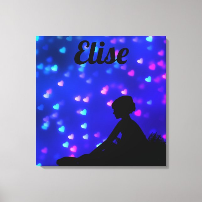 Impressão Em Tela Linda Ballerina com Corações Flutuantes (Frente)