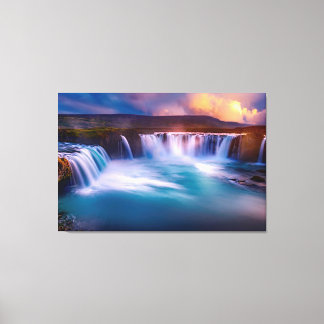 Impressão Em Tela Linda cascata Islândia natureza fotografia