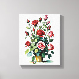 Impressão Em Tela Linda cor da água, rosa e vermelho