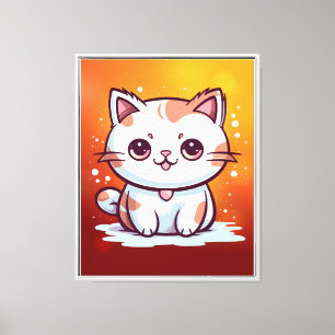 Impressão Em Tela Linda Gato Estilo Kawaii Clipart-47758