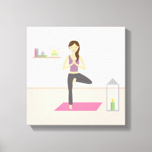 Impressão Em Tela Linda Mulher Fazendo Ioga Em Uma Sala Decorada