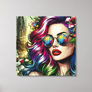 Impressão Em Tela Linda mulher na cidade