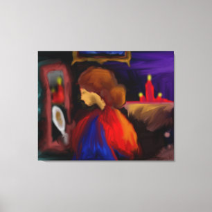 Impressão Em Tela Linda mulher olhando espelho