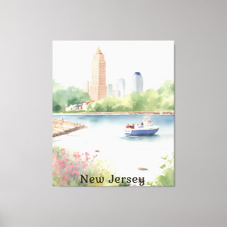 Impressão Em Tela Linda Nova Jersey Watercolor Art
