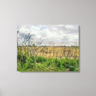 Impressão Em Tela Linda Paisagem Rural De Iowa Com Cerca Velha