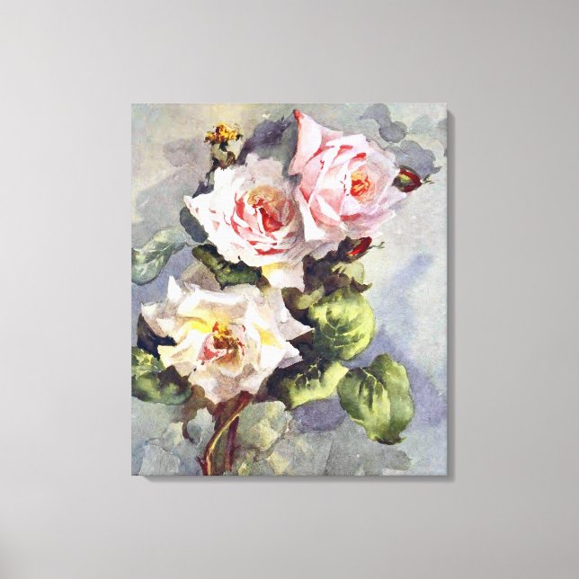 Impressão Em Tela Linda pintura de aquarela Elegante rosa rosada (Frente)