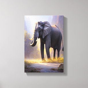 Impressão Em Tela Linda pintura de um elefante em sua natureza