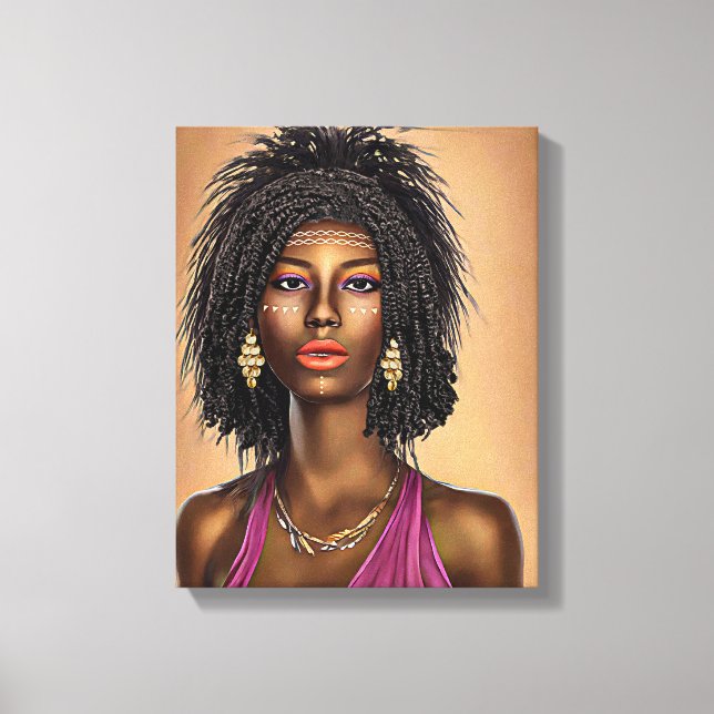 Impressão Em Tela Linda Princesa Negra-Africana Arte Mulher (Frente)
