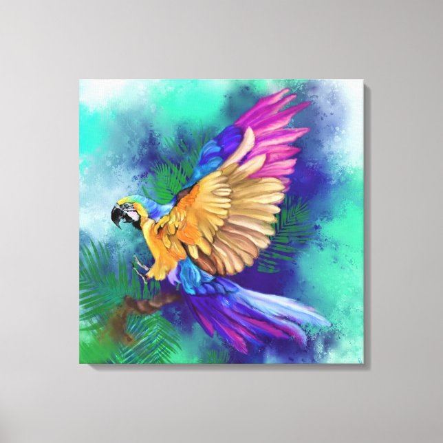 Impressão Em Tela Linda tela de papagaio colorida - Pintura (Frente)