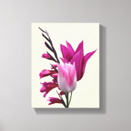 Impressão Em Tela Linda tulipa rosa-quente, moderna arte floral fina