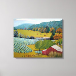 Impressão Em Tela Linda Vinha com Azul Vermelho Colorido Amarelos