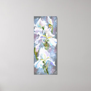 Impressão Em Tela Lindas Flores de Íris Brancas - Pintura Original