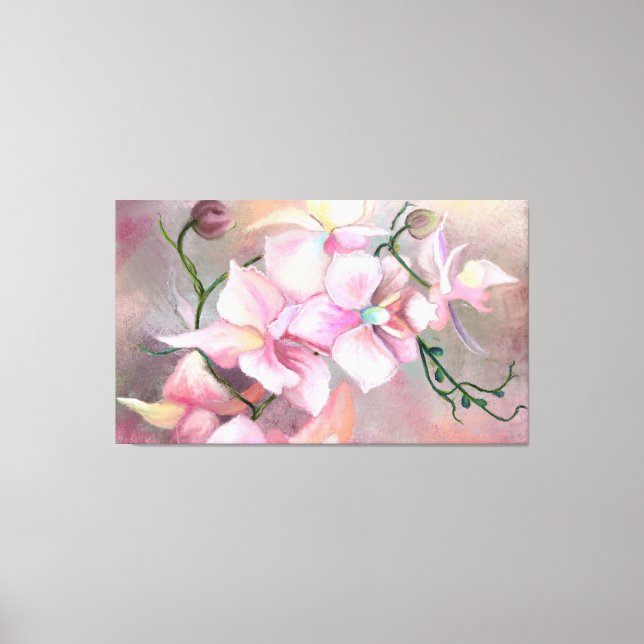 Impressão Em Tela Lindas Flores Orquídeas Rosa - Pintura Original (Frente)