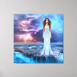 Impressão Em Tela Lindas mulheres em pé no Ocean Rock