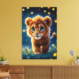 Impressão Em Tela Lindíssimo filhote de leão peludo com olhos brilha