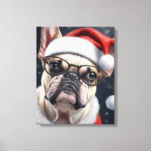 Impressão Em Tela Lindo design de Natal de férias do Bulldog Francês