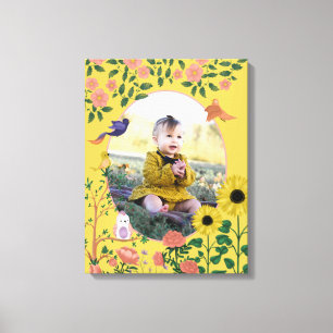 Impressão Em Tela Lindo Floral Amarelo Nova Fotografia de Bebê