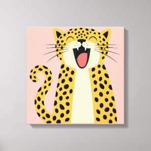 Impressão Em Tela Lindo Leão Selvagem Sorridente Feliz Desenho Anima