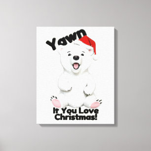 Impressão Em Tela Lindo Quadro de Urso Polar de Natal em Tela