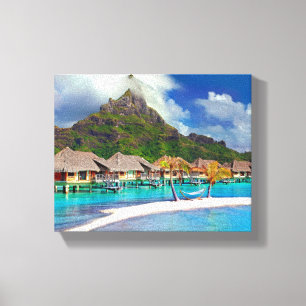Impressão Em Tela Lindos Huts na Água em Bora Bora