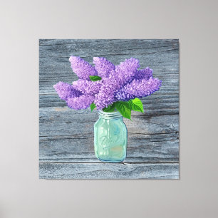 Impressão Em Tela Lindos Lilases Em Rustic Mason Jar